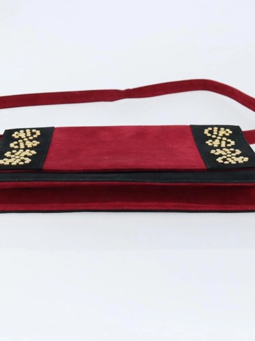 SAINT LAURENT Shoulder Bag Suede Bordeaux Gold Auth 172534 - Picture 7 of 16